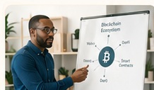 Educator teaching crypto and trading concepts