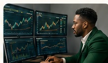 Analyst studying charts and market research